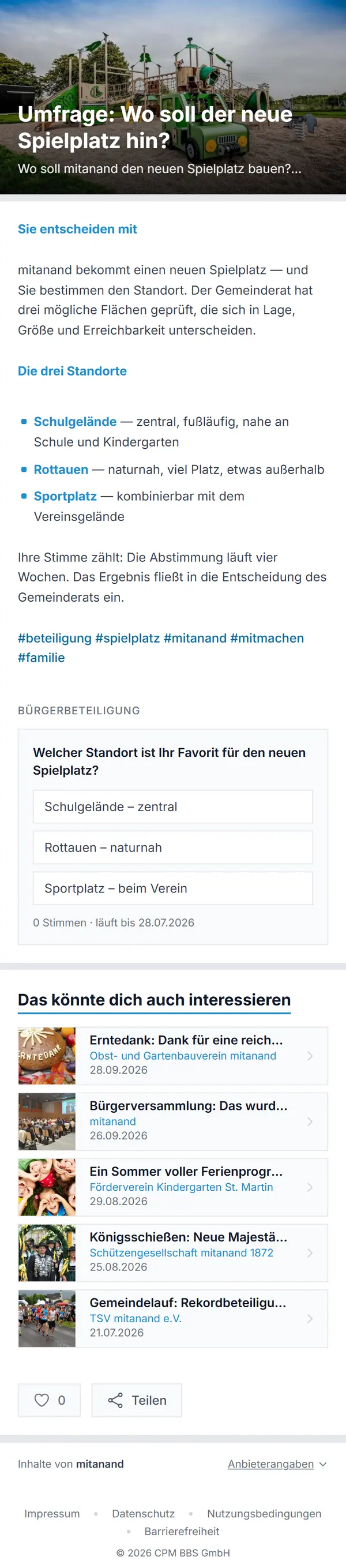 Die gleiche News in der mitanand App